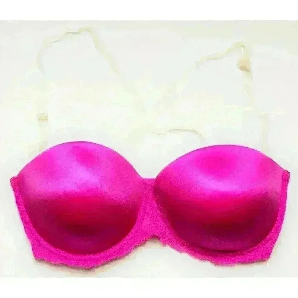 Victorias Secret PINK multi-way push up bra 36D underwired lace accents pink